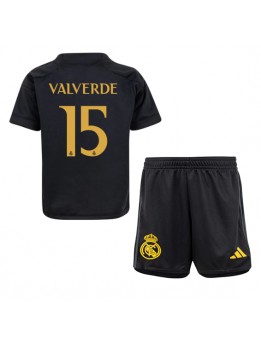 Billige Real Madrid Federico Valverde #15 Tredjedraktsett Barn 2023-24 Kortermet (+ Korte bukser)